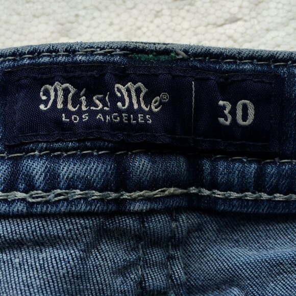 Miss Me Aztec Chloe Bootcut Womens Jeans Sz 30 Distressed Rhinestone Embroidery - Picture 4 of 11